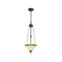 Una 3 Light Uplighter Pendant E27 With 30cm Tiffany Shade, Green/Cream/Crystal/Aged Antique Brass additional 2