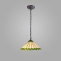 Una 1 Light Downlighter Pendant E27 With 40cm Tiffany Shade, Green/Cream/Crystal/Aged Antique Brass additional 1