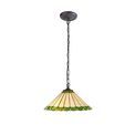 Una 1 Light Downlighter Pendant E27 With 40cm Tiffany Shade, Green/Cream/Crystal/Aged Antique Brass additional 2