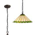 Una 1 Light Downlighter Pendant E27 With 40cm Tiffany Shade, Green/Cream/Crystal/Aged Antique Brass additional 3