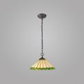 Una 2 Light Downlighter Pendant E27 With 40cm Tiffany Shade, Green/Cream/Crystal/Aged Antique Brass additional 1