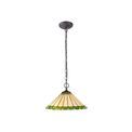Una 2 Light Downlighter Pendant E27 With 40cm Tiffany Shade, Green/Cream/Crystal/Aged Antique Brass additional 3