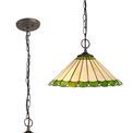 Una 2 Light Downlighter Pendant E27 With 40cm Tiffany Shade, Green/Cream/Crystal/Aged Antique Brass additional 2