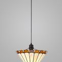Una 1 Light Uplighter Pendant E27 With 30cm Tiffany Shade, Amber/Cream/Crystal/Black additional 1