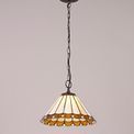 Una 1 Light Downlighter Pendant E27 With 30cm Tiffany Shade, Amber/Cream/Crystal/Aged Antique Brass additional 1