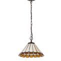 Una 1 Light Downlighter Pendant E27 With 30cm Tiffany Shade, Amber/Cream/Crystal/Aged Antique Brass additional 4