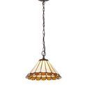 Una 1 Light Downlighter Pendant E27 With 30cm Tiffany Shade, Amber/Cream/Crystal/Aged Antique Brass additional 3