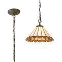 Una 1 Light Downlighter Pendant E27 With 30cm Tiffany Shade, Amber/Cream/Crystal/Aged Antique Brass additional 5