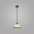 Una 2 Light Downlighter Pendant E27 With 30cm Tiffany Shade, Amber/Cream/Crystal/Aged Antique Brass additional 1