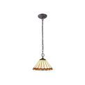 Una 2 Light Downlighter Pendant E27 With 30cm Tiffany Shade, Amber/Cream/Crystal/Aged Antique Brass additional 2