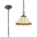 Una 2 Light Downlighter Pendant E27 With 30cm Tiffany Shade, Amber/Cream/Crystal/Aged Antique Brass additional 3