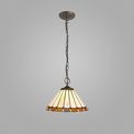 Una 3 Light Downlighter Pendant E27 With 30cm Tiffany Shade, Amber/Cream/Crystal/Aged Antique Brass additional 1