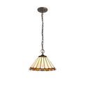 Una 3 Light Downlighter Pendant E27 With 30cm Tiffany Shade, Amber/Cream/Crystal/Aged Antique Brass additional 2