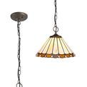 Una 3 Light Downlighter Pendant E27 With 30cm Tiffany Shade, Amber/Cream/Crystal/Aged Antique Brass additional 3