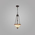 Una 2 Light Uplighter Pendant E27 With 30cm Tiffany Shade, Amber/Cream/Crystal/Aged Antique Brass additional 1