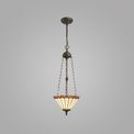 Una 3 Light Uplighter Pendant E27 With 30cm Tiffany Shade, Amber/Cream/Crystal/Aged Antique Brass additional 1
