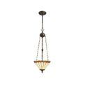 Una 3 Light Uplighter Pendant E27 With 30cm Tiffany Shade, Amber/Cream/Crystal/Aged Antique Brass additional 2