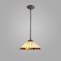 Una 1 Light Downlighter Pendant E27 With 40cm Tiffany Shade, Amber/Cream/Crystal/Aged Antique Brass additional 1