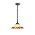 Una 1 Light Downlighter Pendant E27 With 40cm Tiffany Shade, Amber/Cream/Crystal/Aged Antique Brass additional 2