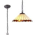 Una 1 Light Downlighter Pendant E27 With 40cm Tiffany Shade, Amber/Cream/Crystal/Aged Antique Brass additional 3
