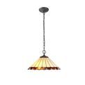 Una 2 Light Downlighter Pendant E27 With 40cm Tiffany Shade, Amber/Cream/Crystal/Aged Antique Brass additional 2
