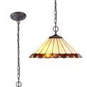 Una 2 Light Downlighter Pendant E27 With 40cm Tiffany Shade, Amber/Cream/Crystal/Aged Antique Brass additional 3