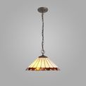Una 3 Light Downlighter Pendant E27 With 40cm Tiffany Shade, Amber/Cream/Crystal/Aged Antique Brass additional 1