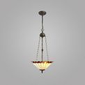Una 3 Light Uplighter Pendant E27 With 40cm Tiffany Shade, Amber/Cream/Crystal/Aged Antique Brass additional 1