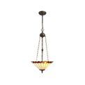 Una 3 Light Uplighter Pendant E27 With 40cm Tiffany Shade, Amber/Cream/Crystal/Aged Antique Brass additional 2