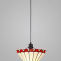 Una 1 Light Uplighter Pendant E27 With 30cm Tiffany Shade, Red/Cream/Crystal/Black additional 1