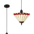 Una 1 Light Uplighter Pendant E27 With 30cm Tiffany Shade, Red/Cream/Crystal/Black additional 3