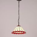 Una 1 Light Downlighter Pendant E27 With 30cm Tiffany Shade, Red/Cream/Crystal/Aged Antique Brass additional 1