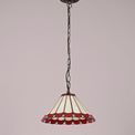 Una 1 Light Downlighter Pendant E27 With 30cm Tiffany Shade, Red/Cream/Crystal/Aged Antique Brass additional 2