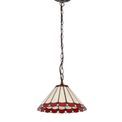 Una 1 Light Downlighter Pendant E27 With 30cm Tiffany Shade, Red/Cream/Crystal/Aged Antique Brass additional 4