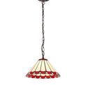 Una 1 Light Downlighter Pendant E27 With 30cm Tiffany Shade, Red/Cream/Crystal/Aged Antique Brass additional 5