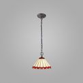 Una 2 Light Downlighter Pendant E27 With 30cm Tiffany Shade, Red/Cream/Crystal/Aged Antique Brass additional 1