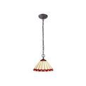Una 2 Light Downlighter Pendant E27 With 30cm Tiffany Shade, Red/Cream/Crystal/Aged Antique Brass additional 2