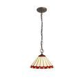Una 3 Light Downlighter Pendant E27 With 30cm Tiffany Shade, Red/Cream/Crystal/Aged Antique Brass additional 2