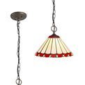 Una 3 Light Downlighter Pendant E27 With 30cm Tiffany Shade, Red/Cream/Crystal/Aged Antique Brass additional 3