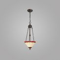 Una 2 Light Uplighter Pendant E27 With 30cm Tiffany Shade, Red/Cream/Crystal/Aged Antique Brass additional 1