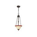 Una 2 Light Uplighter Pendant E27 With 30cm Tiffany Shade, Red/Cream/Crystal/Aged Antique Brass additional 2