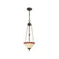 Una 3 Light Uplighter Pendant E27 With 30cm Tiffany Shade, Red/Cream/Crystal/Aged Antique Brass additional 2