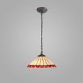 Una 1 Light Downlighter Pendant E27 With 40cm Tiffany Shade, Red/Cream/Crystal/Aged Antique Brass additional 1