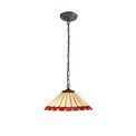 Una 1 Light Downlighter Pendant E27 With 40cm Tiffany Shade, Red/Cream/Crystal/Aged Antique Brass additional 2