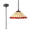 Una 1 Light Downlighter Pendant E27 With 40cm Tiffany Shade, Red/Cream/Crystal/Aged Antique Brass additional 3