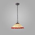 Una 2 Light Downlighter Pendant E27 With 40cm Tiffany Shade, Red/Cream/Crystal/Aged Antique Brass additional 1