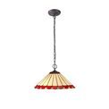 Una 2 Light Downlighter Pendant E27 With 40cm Tiffany Shade, Red/Cream/Crystal/Aged Antique Brass additional 2