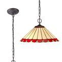 Una 2 Light Downlighter Pendant E27 With 40cm Tiffany Shade, Red/Cream/Crystal/Aged Antique Brass additional 3