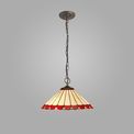 Una 3 Light Downlighter Pendant E27 With 40cm Tiffany Shade, Red/Cream/Crystal/Aged Antique Brass additional 1