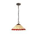 Una 3 Light Downlighter Pendant E27 With 40cm Tiffany Shade, Red/Cream/Crystal/Aged Antique Brass additional 2
